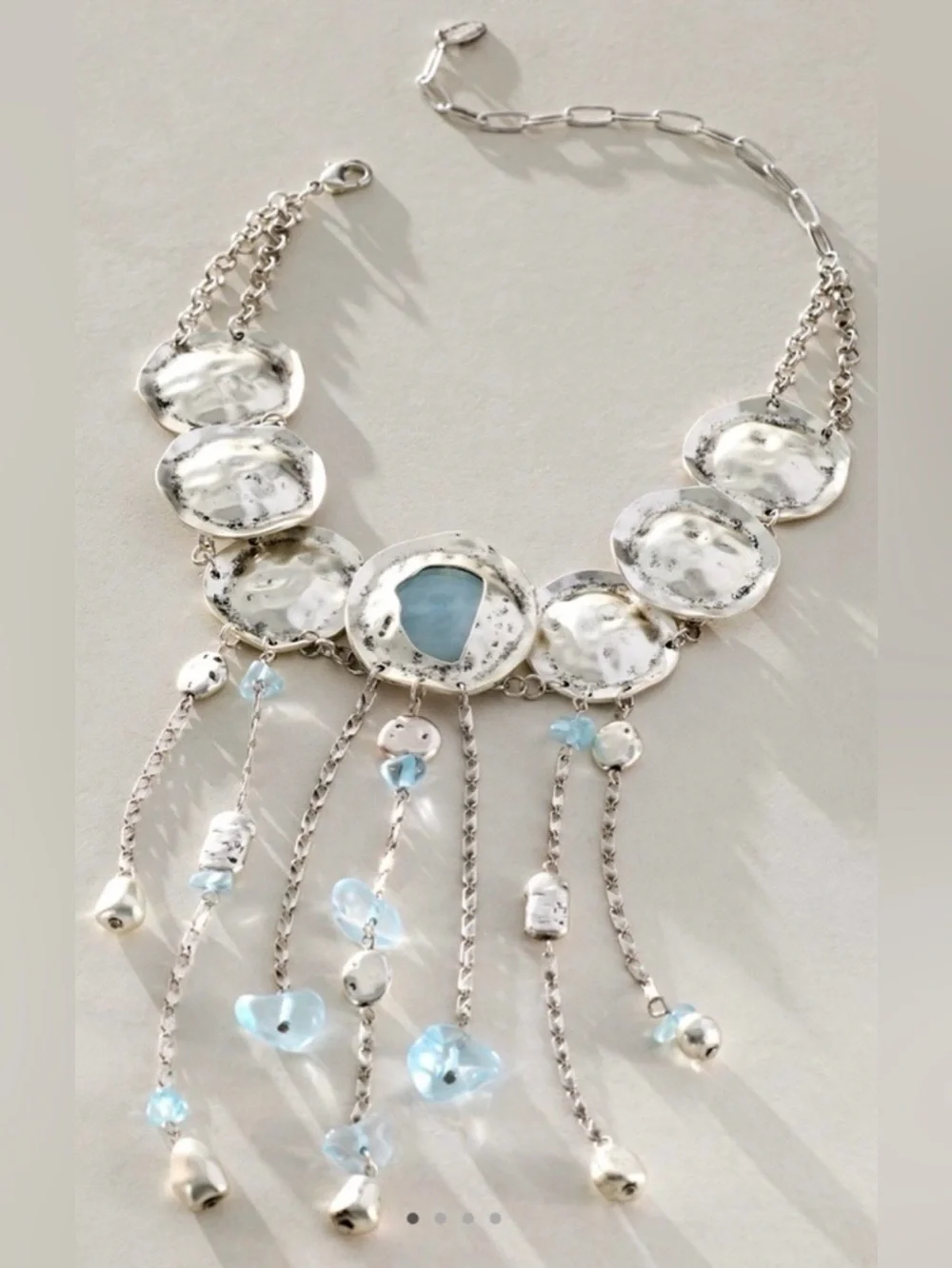 NEW Free People Speak Up Statement Layer Necklace in Silver New $68 retail